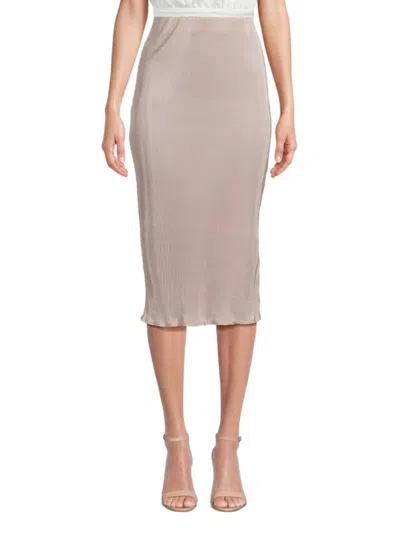 Renee C Women's Plisse Midi Pencil Skirt In Beige Multi