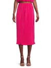 Renee C Women's Plisse Midi Pencil Skirt In Dark Fuchsia