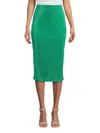 Renee C Women's Plisse Midi Pencil Skirt In Emerald