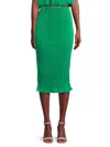 Renee C Women's Plisse Midi Pencil Skirt In Emerald Green