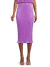 Renee C Women's Plisse Midi Pencil Skirt In Neon Lavender