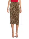 Renee C Women's Plisse Midi Pencil Skirt In Taupe