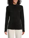 Renee C Women's Plisse Mockneck Top In Black
