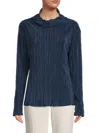 Renee C Women's Plisse Mockneck Top In Navy