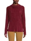 Renee C Women's Plisse Mockneck Top In Wine