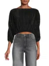 RENEE C WOMEN'S PLISSE PLEATED CROP TOP