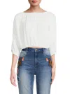 Renee C Women's Plisse Pleated Crop Top In Brown