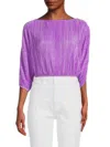 Renee C Women's Plisse Pleated Crop Top In Neon Lavender