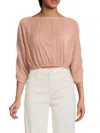 Renee C Women's Plisse Pleated Crop Top In Rose