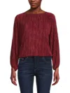 Renee C Women's Plisse Puff Sleeve Top In Wine