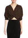 Renee C Women's Plisse Twist Crop Top In Brown