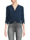Renee C Women's Plisse Twist Crop Top In Navy