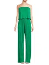 Renee C Women's Plisse Wide Leg Jumpsuit In Emerald Green