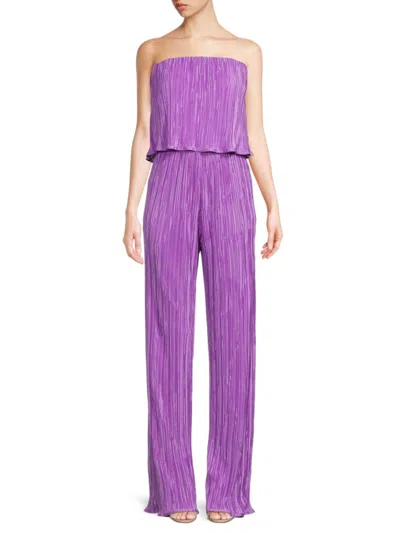 Renee C Women's Plisse Wide Leg Jumpsuit In Neon Lavender