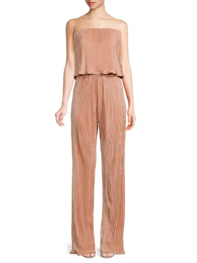 Renee C Women's Plisse Wide Leg Jumpsuit In Rose