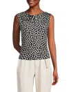 Renee C Women's Polka Dot Cowl Neck Top In Black Blush