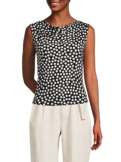 Renee C Women's Polka Dot Cowl Neck Top In Black Blush