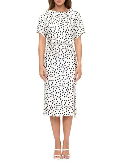 Renee C Women's Polka-dot Satin Midi-dress
