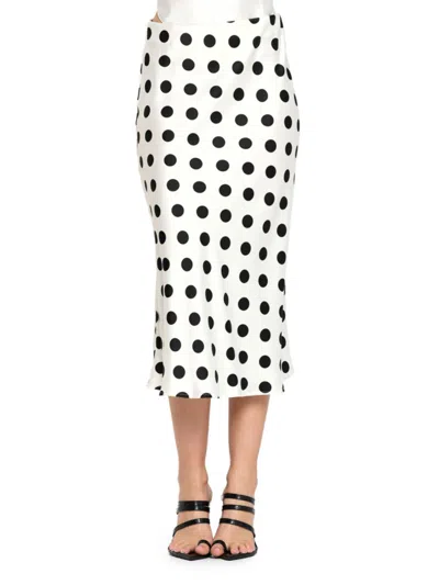 Renee C Women's Polka Dot Satin Midi-skirt