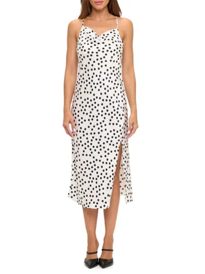 Renee C Women's Polka Dot Satin Slip Midi-dress In White