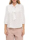 Renee C Women's Polka Dot Tie-neck Blouse In Ivory