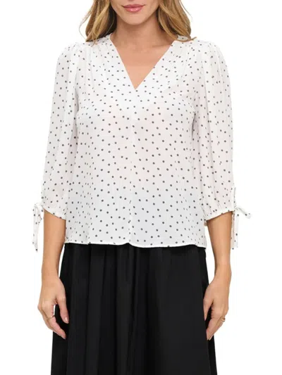 Renee C Women's Polka Dot Top In Ivory