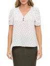 Renee C Women's Polka Dot V-neck Top In Ivory