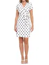 Renee C Women's Polka Dot Wrap Minidress In White Multicolor