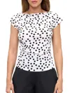 Renee C Women's Polka Dotted Jersey Top In White