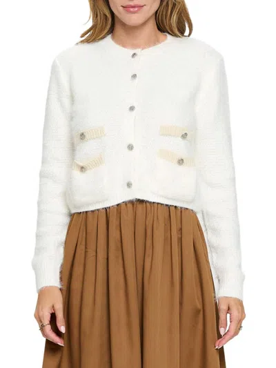 Renee C Women's Popcorn Knit Cardigan In Ivory