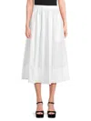 Renee C Women's Poplin Midi A Line Skirt In Black