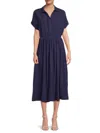 Renee C Women's Print Collared Midi Dress In Navy