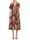 Renee C Women's Print Collared Midi Dress In Off White