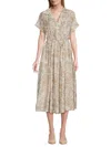 Renee C Women's Print Collared Midi Dress In Taupe