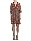 Renee C Women's Print Fit & Flare Mini Dress In Black Multi