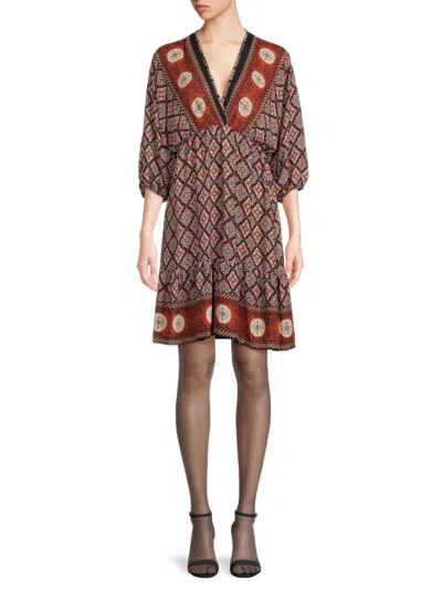 Renee C Women's Print Fit & Flare Mini Dress In Black Multi