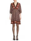 Renee C Women's Print Fit & Flare Mini Dress In Rust