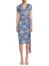 Renee C Women's Jersey Wrap Knee Length Dress In Blue
