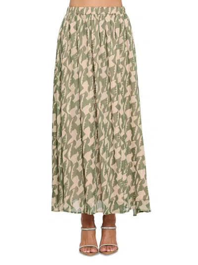 Renee C Women's Print Semi Sheer Maxi Skirt In Green