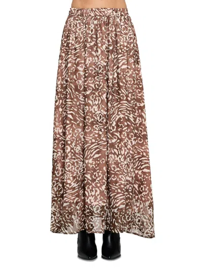 RENEE C WOMEN'S PRINT SEMI SHEER MAXI SKIRT