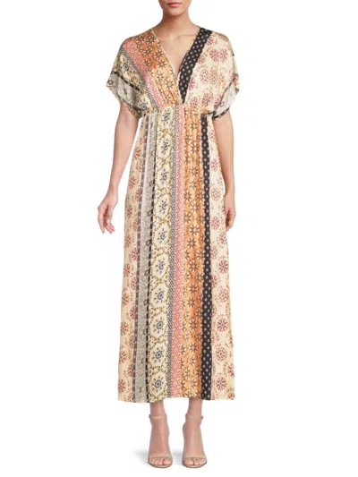 Renee C Women's Print Surplice Maxi Dress In Peach