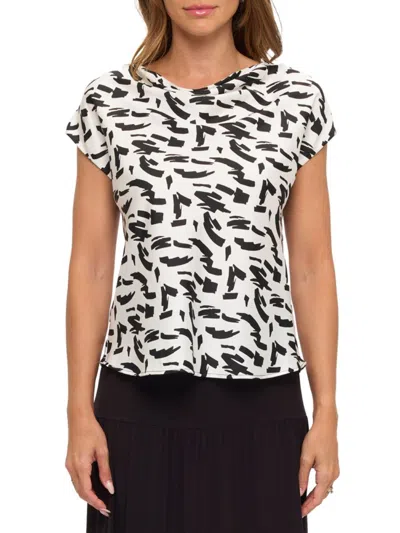 Renee C Women's Printed Cowl-neck Satin Top In Multi