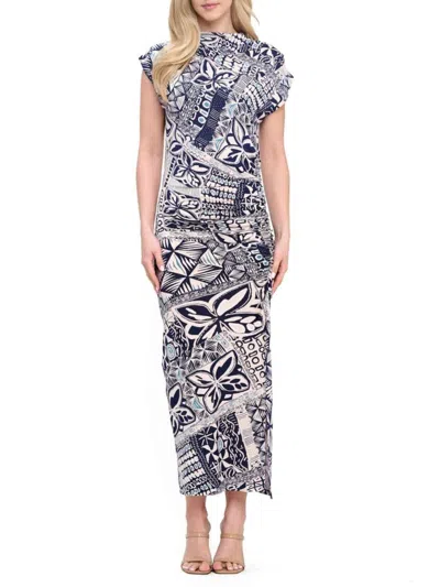 RENEE C WOMEN'S PRINTED RUCHED MIDI-DRESS