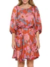 Renee C Women's Puff Sleeve Floral Mini Dress In Red Multicolor