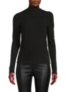 Renee C Long Sleeve Turtleneck Top In Black