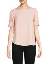 Renee C Women's Puff Sleeve Top In Pink