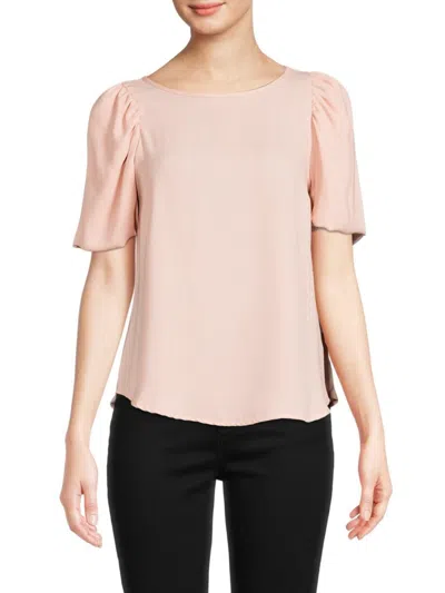 Renee C Women's Puff Sleeve Top In Pink