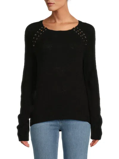 Renee C Women's Raglan Sleeve Sweater Top In Black