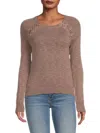 Renee C Lace-up Detail Cotton Sweater In Taupe