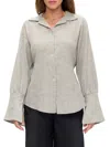 Renee C Women's Relaxed Striped Linen-blend Button Shirt
